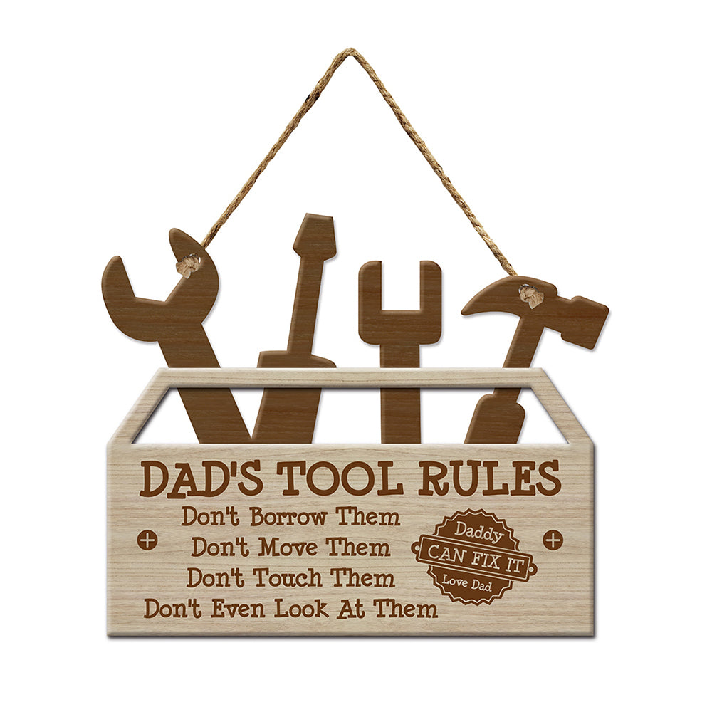 Unbranded Dad's Tool Rules Hanging Iron Sign Rectangle 30x35cm Garage/Home Wall Decor