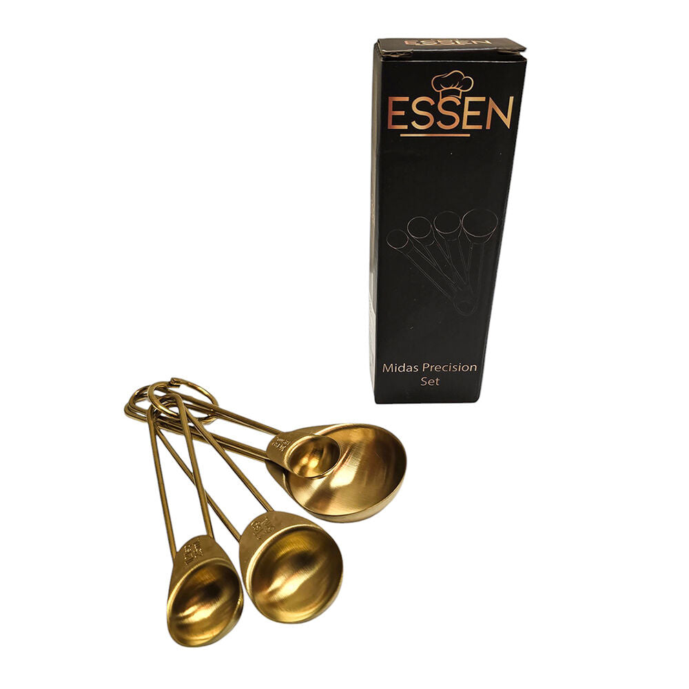 Essen Midas Gold Measuring Spoons Finish Stainless Steel Kitchen Tools (4 Pieces)
