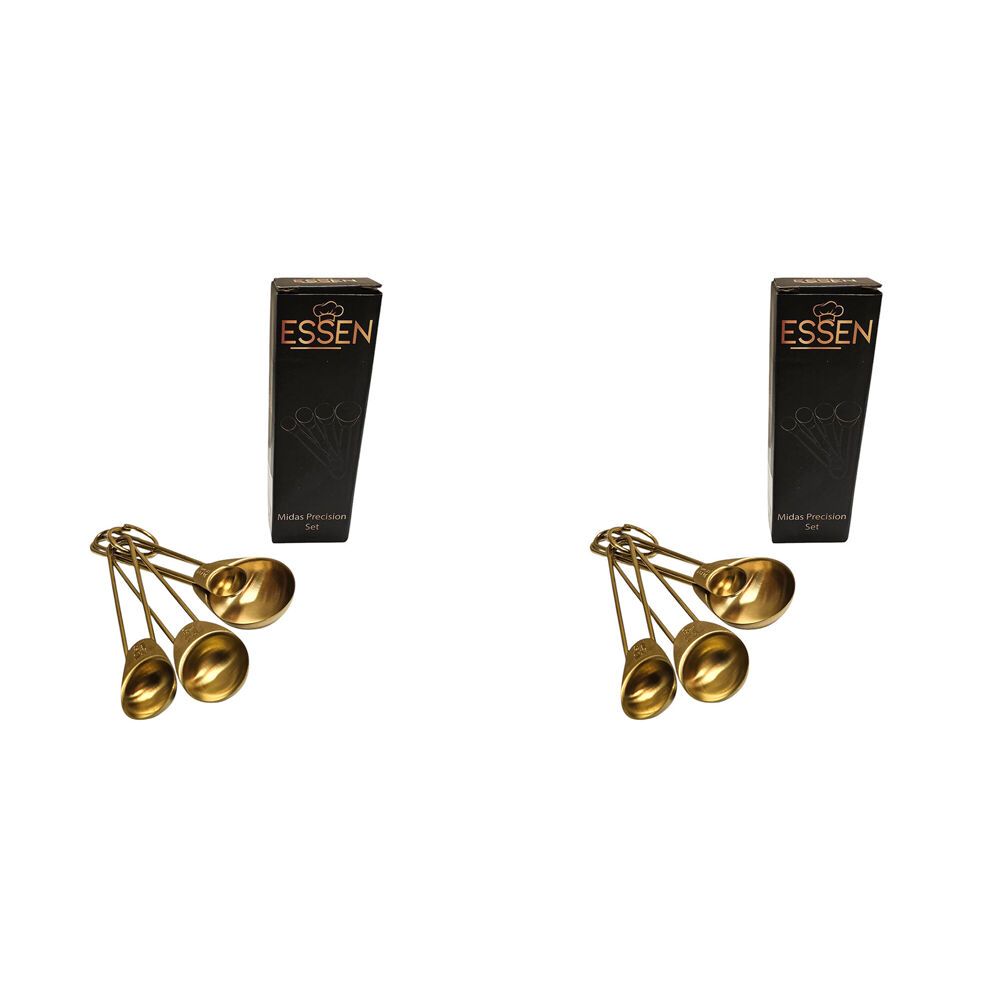 Essen 4pc Essen Midas Gold Measuring Spoons Finish Stainless Steel Kitchen Tools (2 Pack)