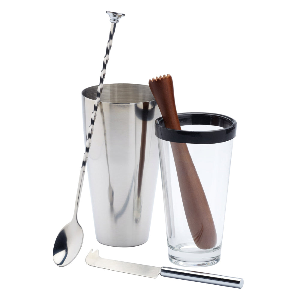 Barcraft Mojito Cocktail/Drinks Maker Kit Shaker/Tumbler/Spoon/Muddler/Knife (5 Pieces)