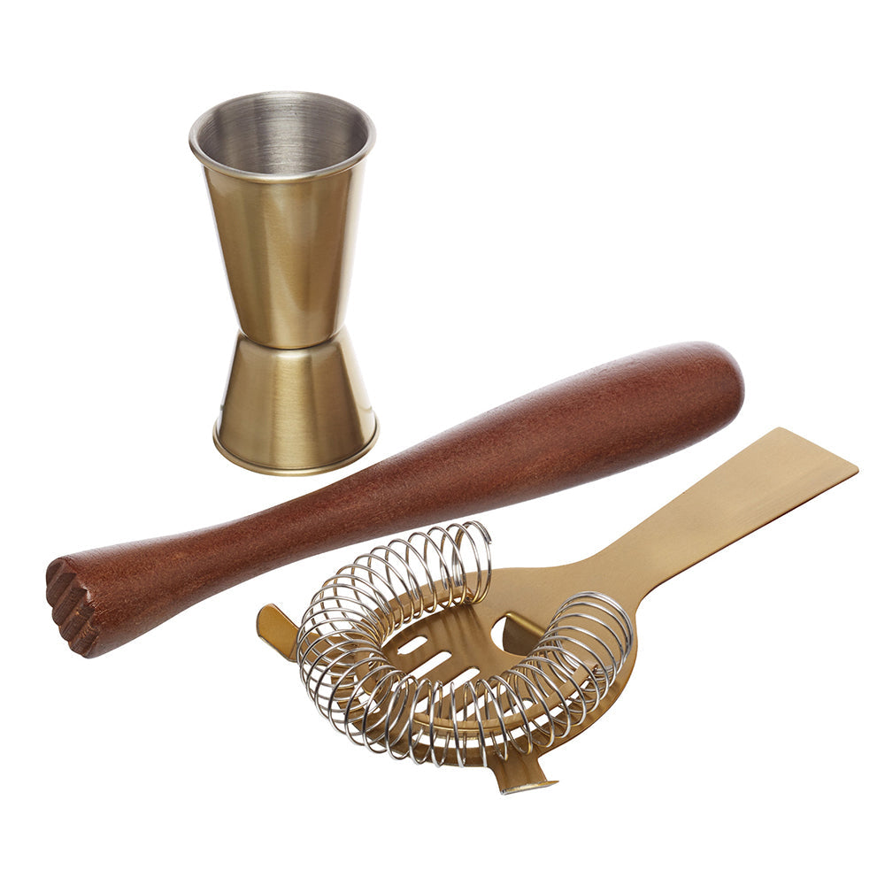 Barcraft 3pc Barcraft Cocktail Drinks Maker Tool/Accessory Set Jigger/Muddler/Strainer (2 Pack) — image 2