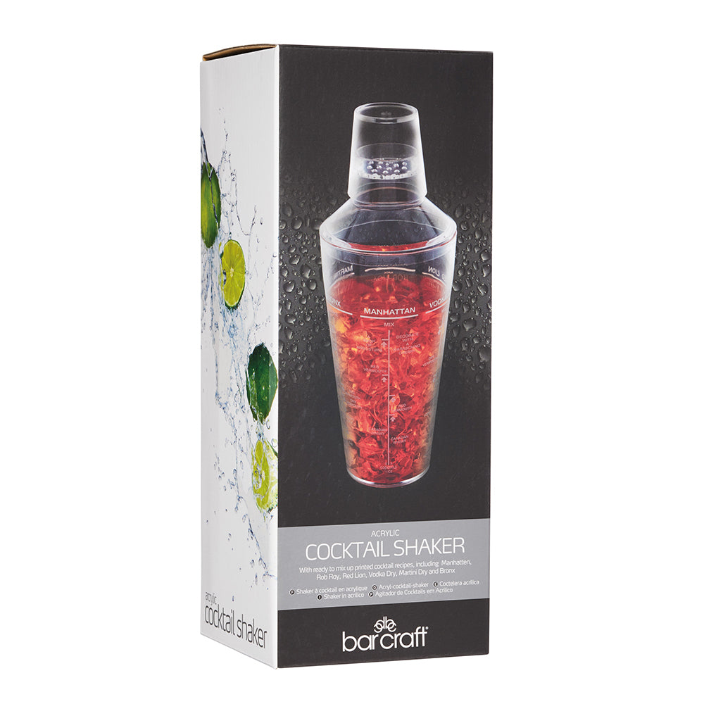 Barcraft 700ml Acrylic Cocktail/Martini Drink Maker Shaker w/Recipe Markings