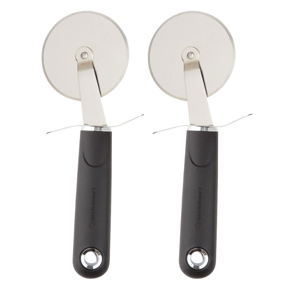 Mastercraft Soft Grip Stainless Steel 7cm Pizza Cutter/Slicer Kitchen Chopper (2 Pack)