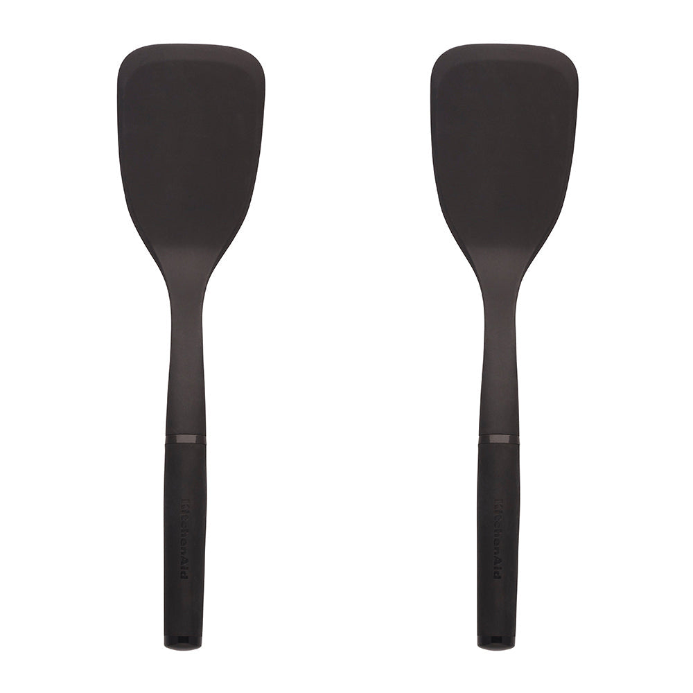 Kitchenaid Nylon Soft Touch Solid Turner Cooking Utensil Heat Resistant BLK (2 Pack)