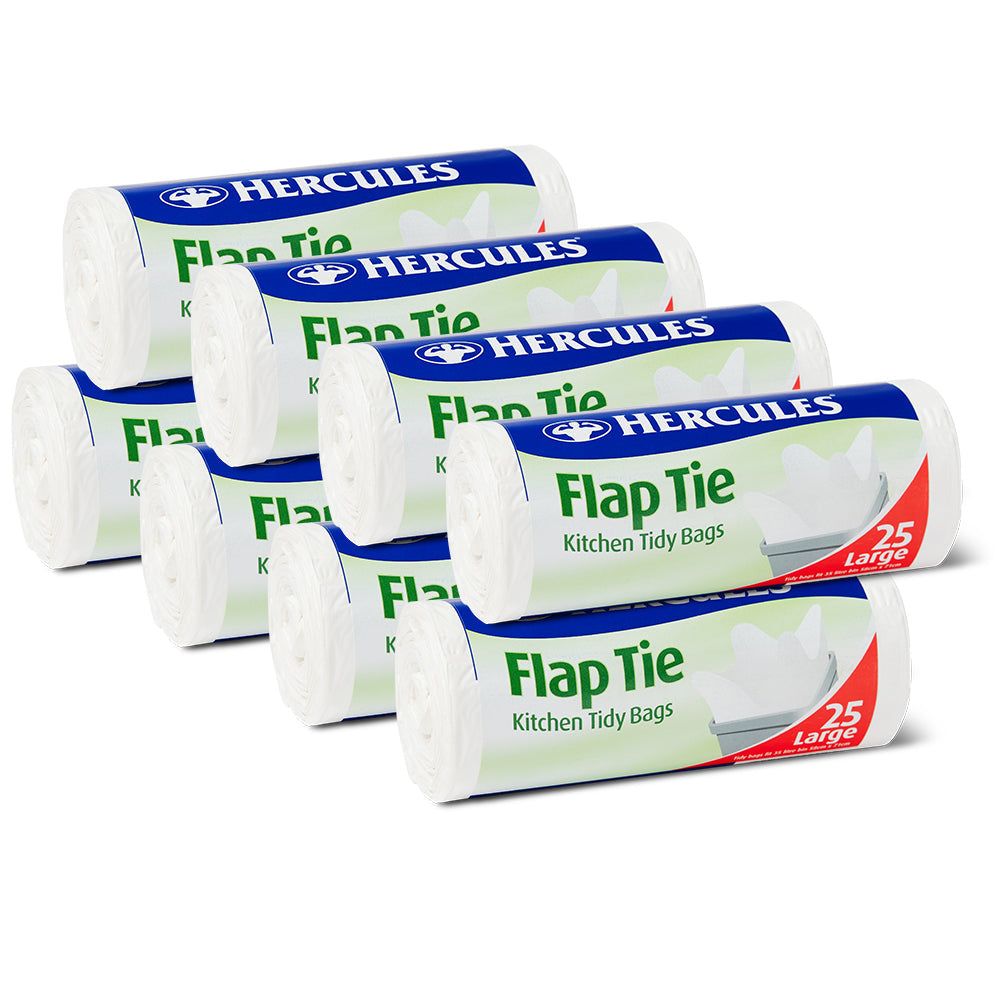 Hercules Flap Tie 35L Bin Garbage Trash Bag Kitchen Heavy Duty Plastic (200 Pieces)