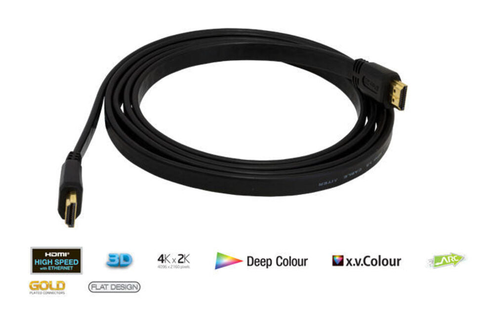 Pro2 HLVF0.5 0.5M 50cm HDMI Flat Cable Ultra HD 4K FULL HD HighSpeed W/Ethernet