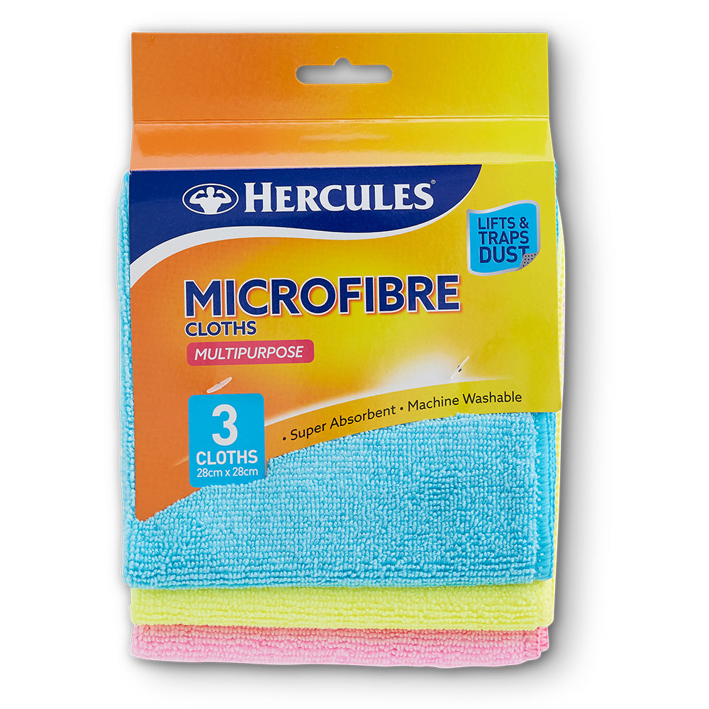 Hercules Multipurpose Microfibre Clothes Soft Cleaning Drying Washable Cloth (3 Pieces)