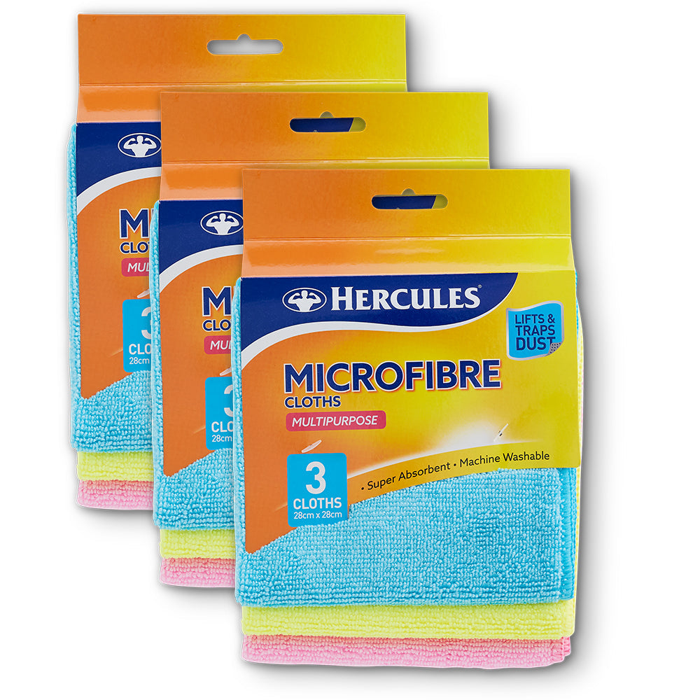 Hercules Multi Purpose Microfiber Cloths Soft Cleaning Drying Washable Cloth (9 Pieces)