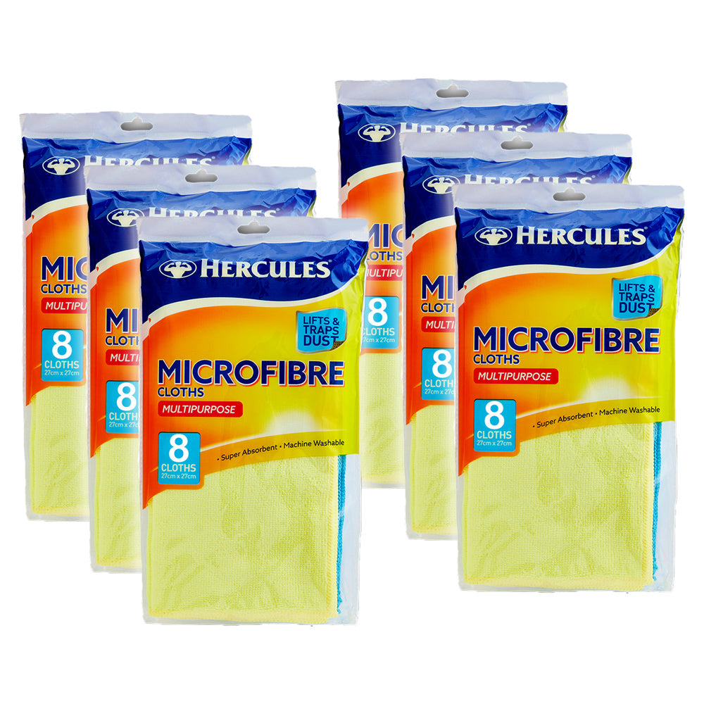 Hercules 8pc Hercules Microfibre Multipurpose House Cleaning Cloths 27cm Blue/Yellow (6 Pack)