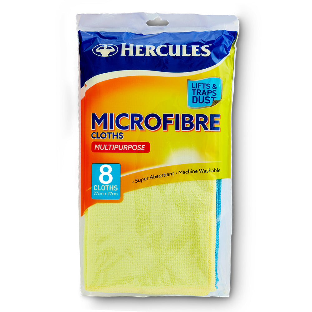 Hercules 8pc Hercules Microfibre Multipurpose House Cleaning Cloths 27cm Blue/Yellow (6 Pack) — image 2
