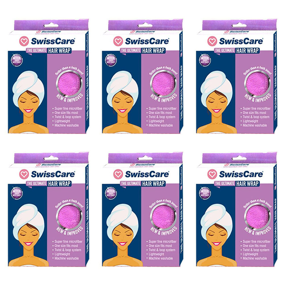 Swisscare Fine Life Absorbent Microfibre Hair Wrap Towel One Size Fits All (6 Pack)