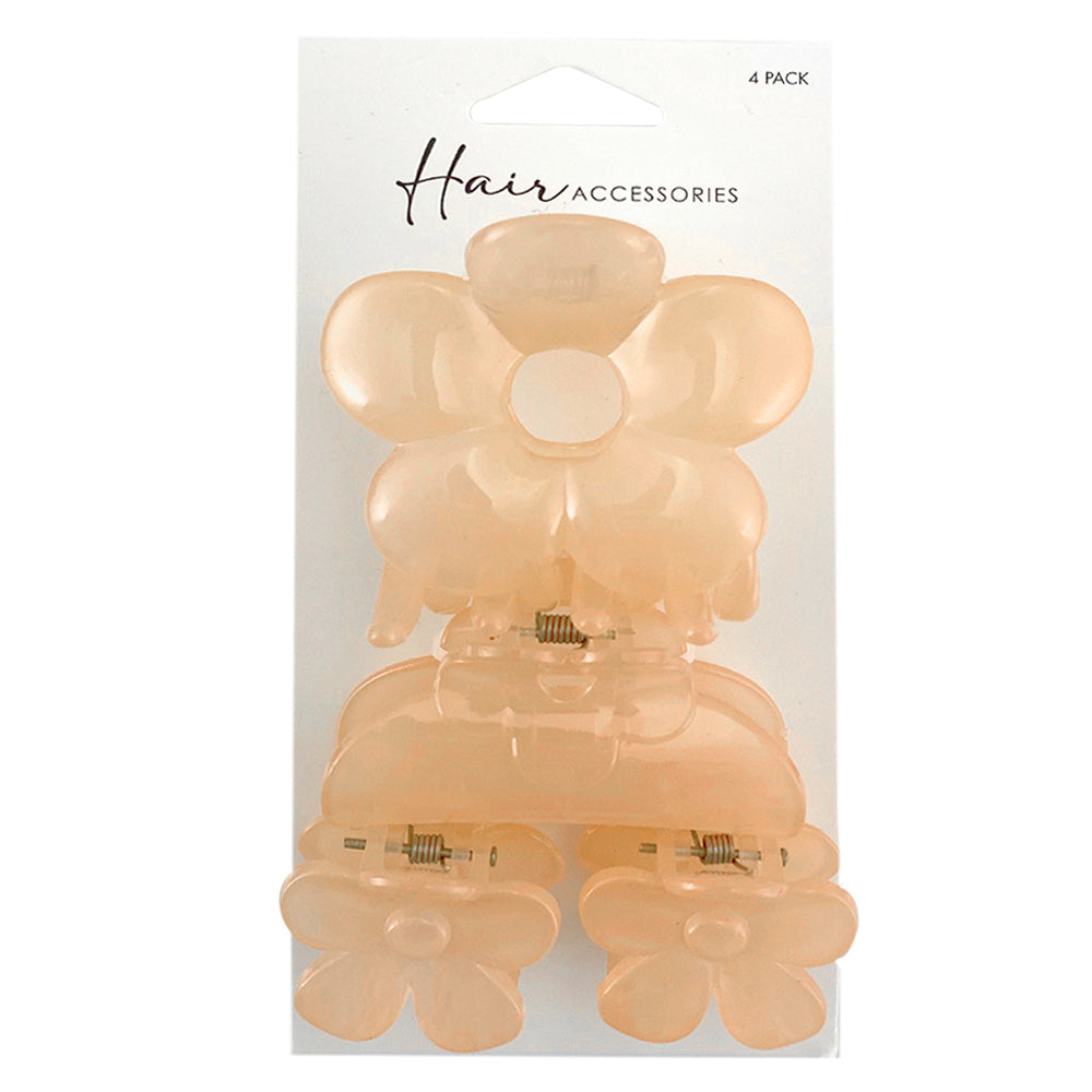 Hair Accessories Melrose Women's Styling Crab Clips Flowers Assorted 6.5cm (4 Pieces)