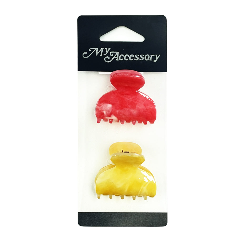MY Accessory Melrose Women's Hair Styling Claw/Crab Clip Marble Assorted 4cm (2 Pieces)