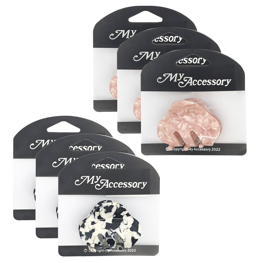 MY Accessory Womens Melrose Styling Crab Hair Clip Resin Curved Assort 5.5cm (6 Pack)