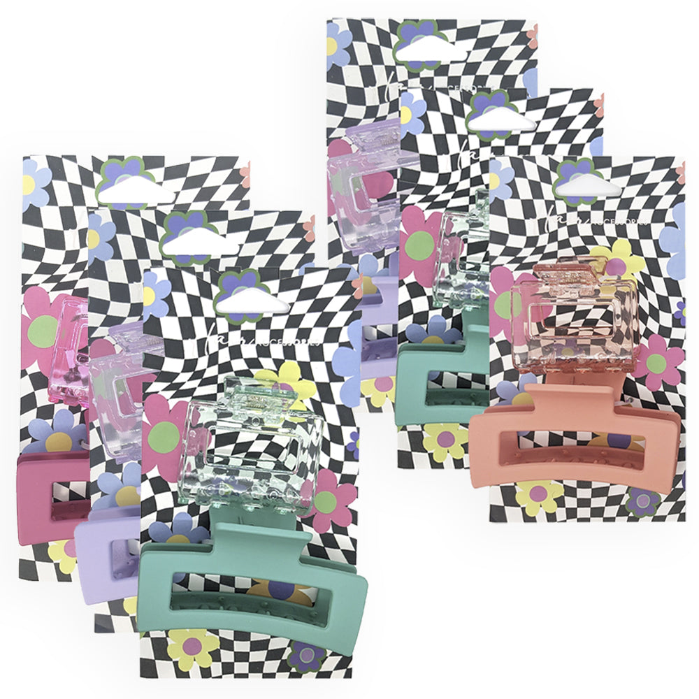 Hair Accessories Melrose 5cm Square & 9cm Rectangle Clips Styling Assorted (12 Pieces)