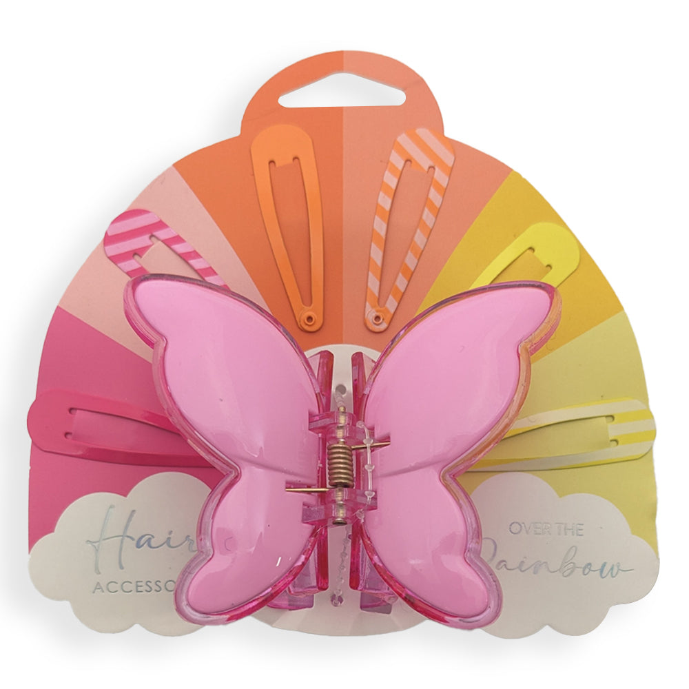 Hair Accessories Sleepie Clips w/ Butterfly Clip Over The Rainbow Assorted (7 Pieces)