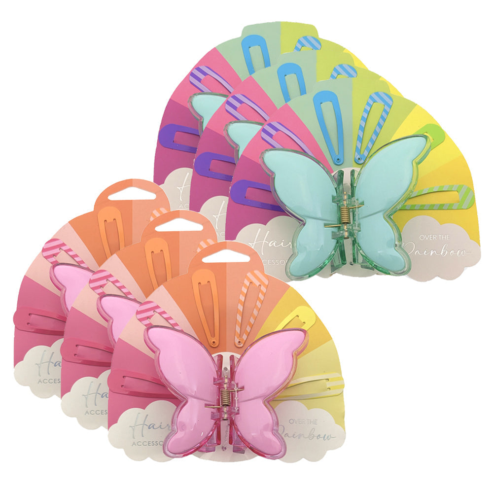 Hair Accessories Sleepie Clips w/ Butterfly Clip Over The Rainbow Assorted (42 Pieces)