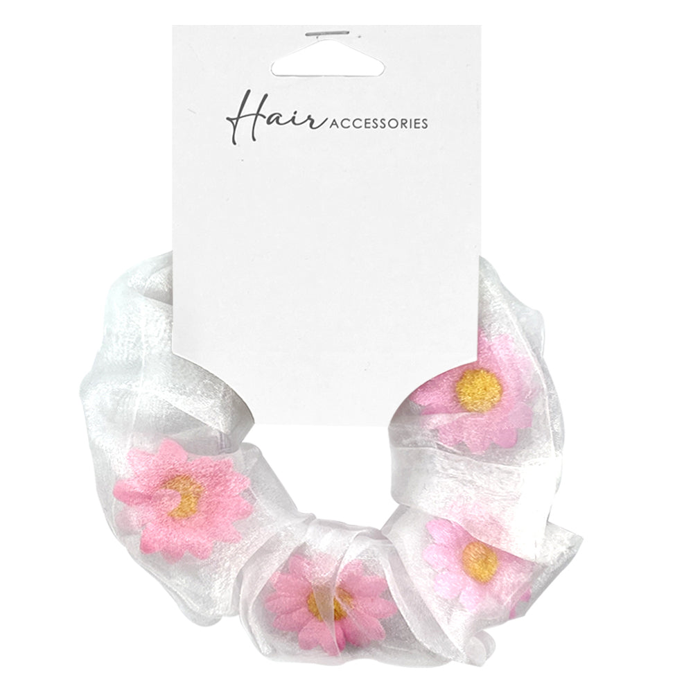 Hair Accessories Scrunchie 13cm Organza Floral Insert Styling Ponytail Assort (6 Pack) — image 2