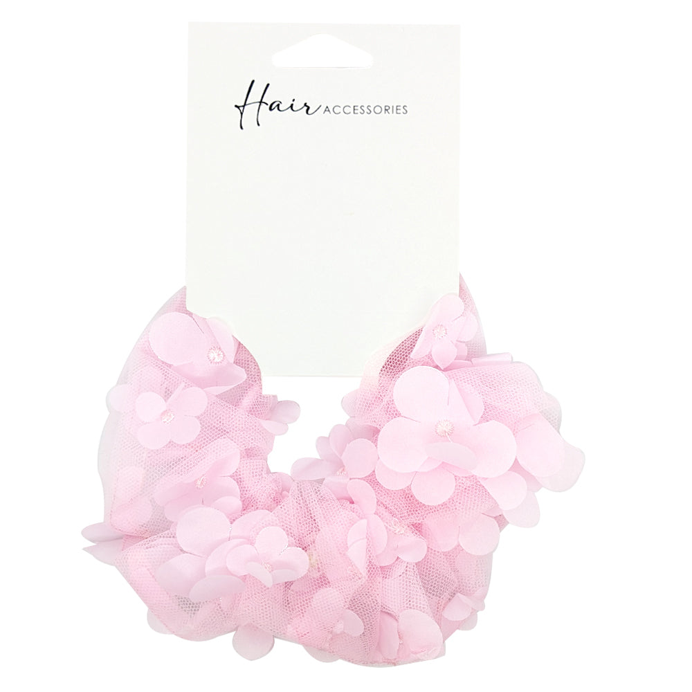 Hair Accessories Scrunchie 14cm Flower Decal Organza Women's Ponytail Styling (6 Pack) — image 2