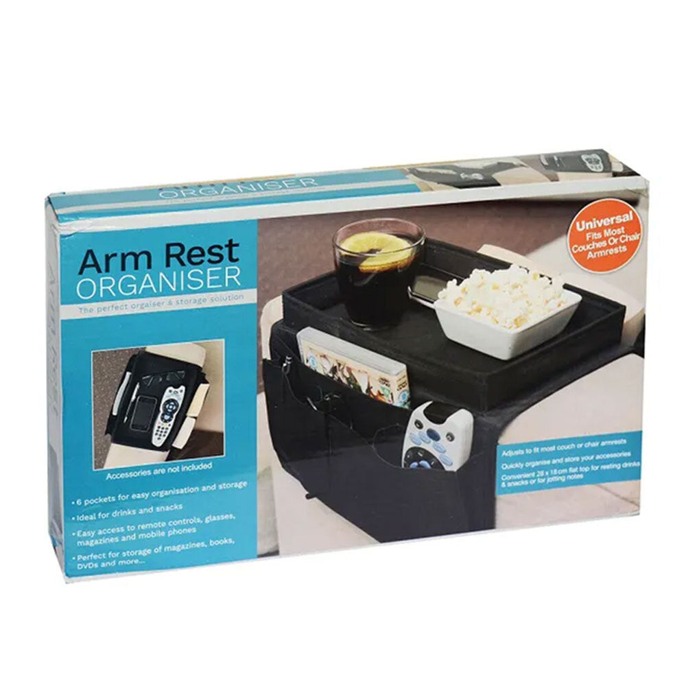 Unbranded Arm Rest Remote/Magazine Organiser w/ 6 Compartments Storage Pockets f/ Sofa BLK — image 2