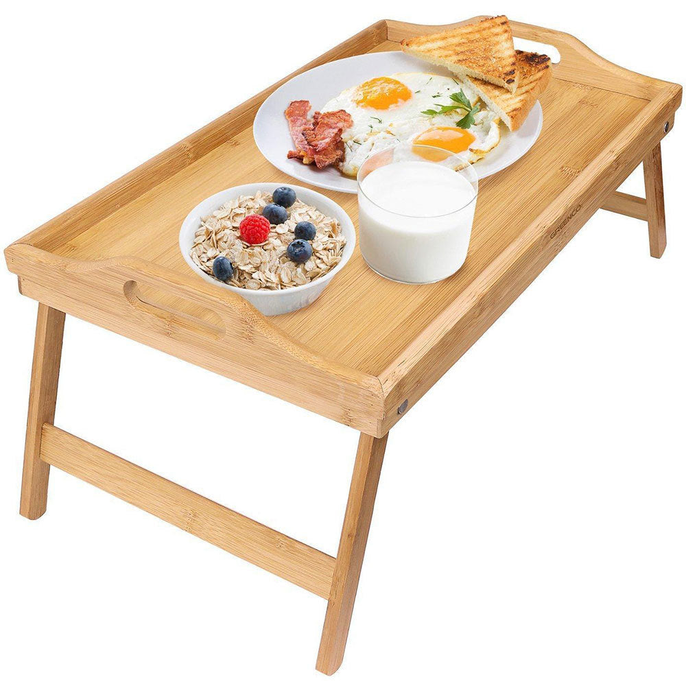 Uniwide Bamboo Folding Food/Breakfast/Dinner Bed Tray Lap Desk Serving Table (2 Pack) — image 4