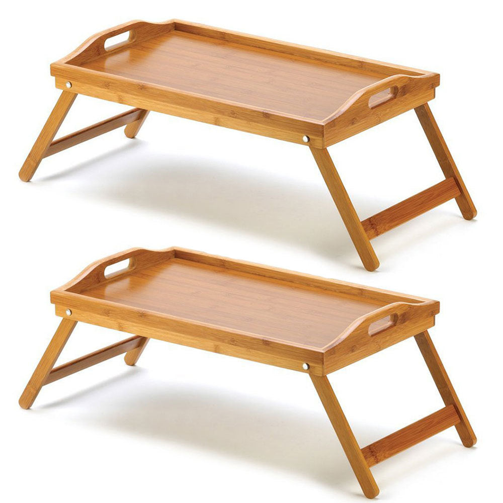 Uniwide Bamboo Folding Food/Breakfast/Dinner Bed Tray Lap Desk Serving Table (2 Pack)