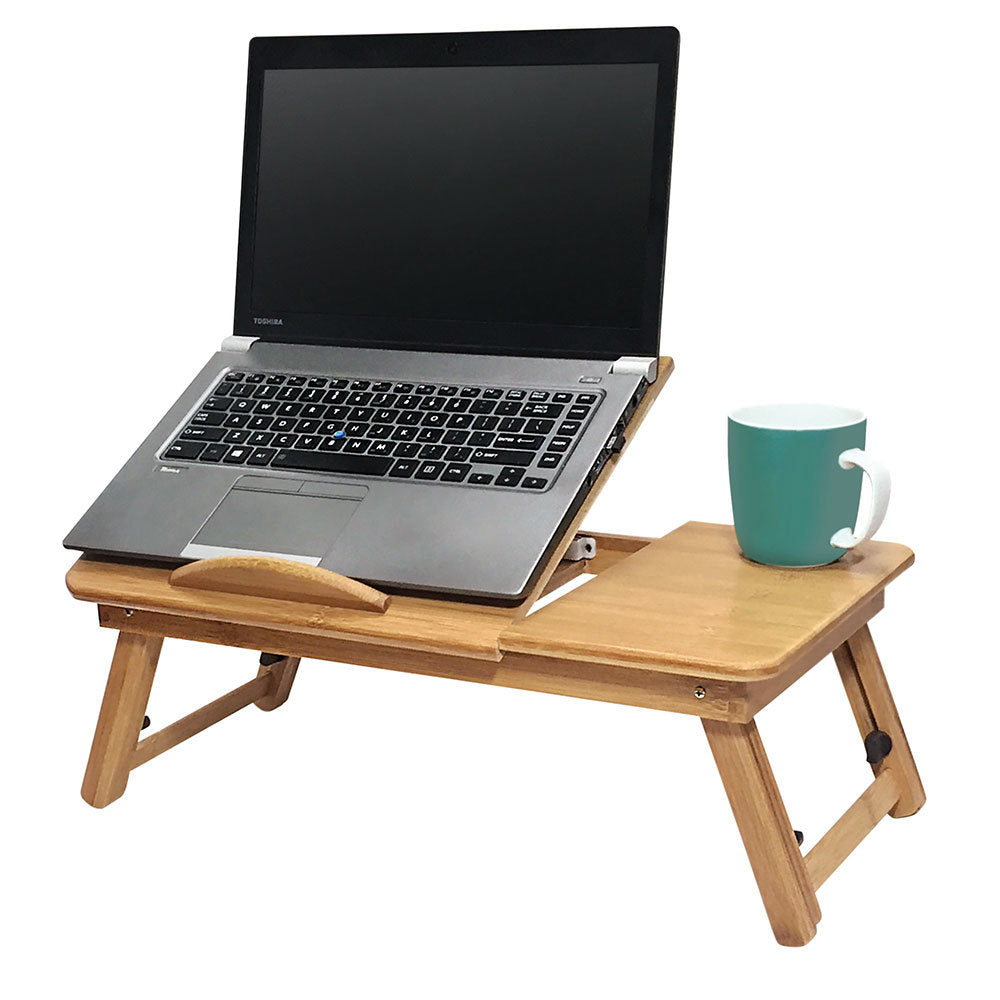 Uniwide Deluxe Bamboo Laptop Table/Portable Work Station/Desk/Tray Tilt/Foldable Reading
