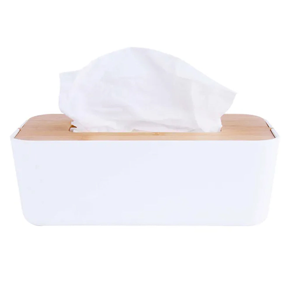 Clevinger 26cm Bamboo Fiber Tissue Storage Box Holder Dispenser Organsier White