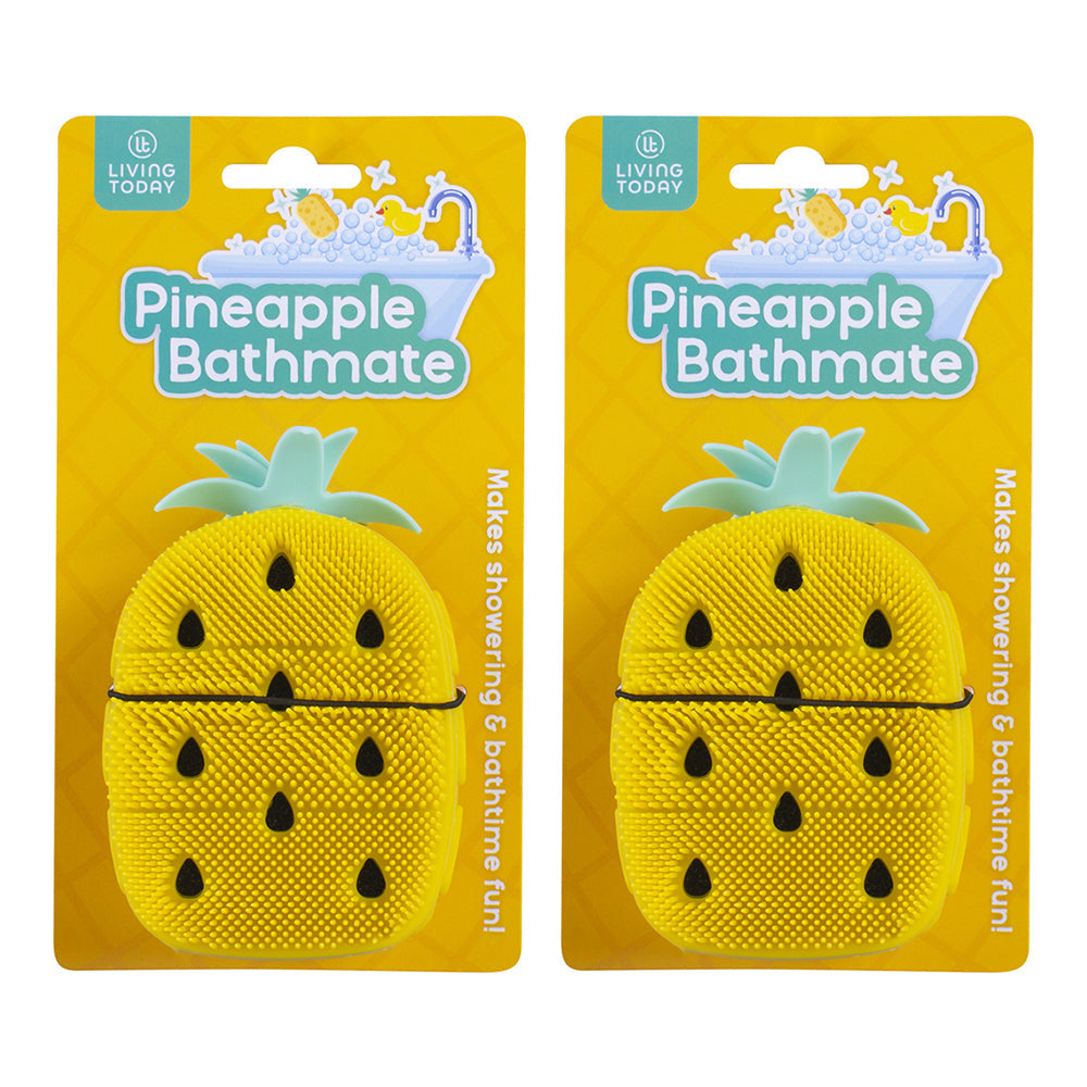 Living Today Silicon Bristles w/Sponge Insert Pineapple Bathmate Scrub Yellow (2 Pack)
