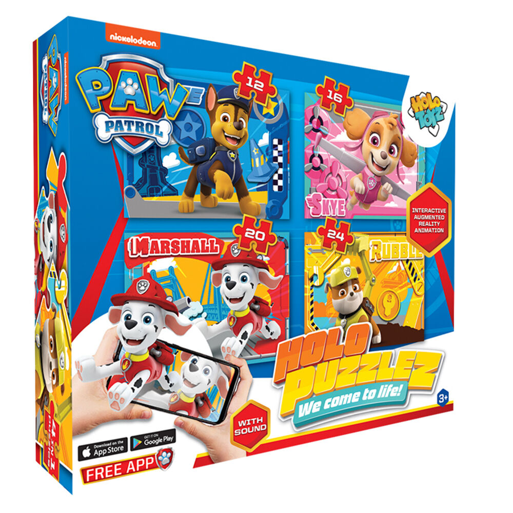 Holotoyz Paw Patrol 4-In-A Box Kids Interactive Fun Jigsaw Puzzle Set 3y+
