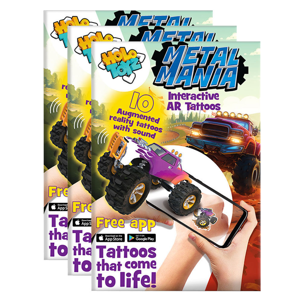 Holotoyz 10pc Holotoyz HoloArtz Metal Mania Augmented Reality Tattoos Kids Art 3y+ (3 Pack)