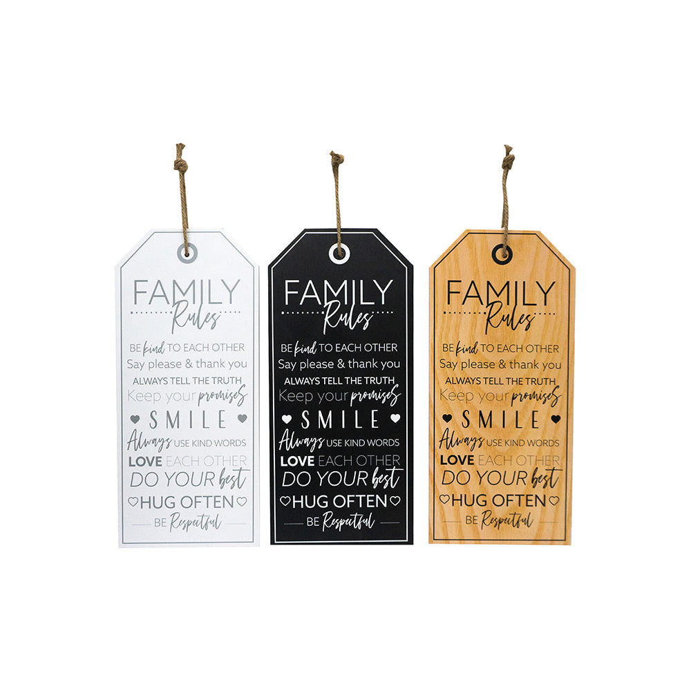 Unigift Family Rules 22x55cm Plaque Assorted Home/Lounge Decor Wall Art — image 2