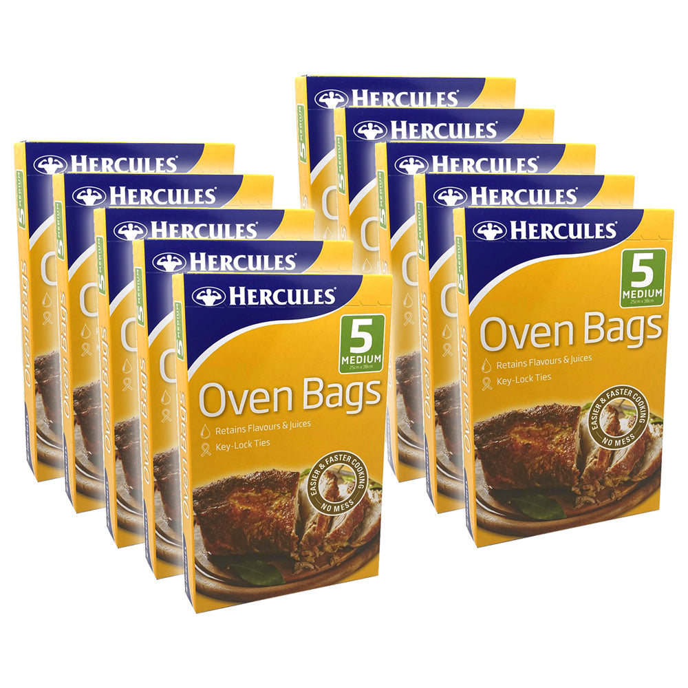 Hercules Food Cooking/Roasting Oven Bags Medium 25x38cm Retain Flavour (50 Pack)
