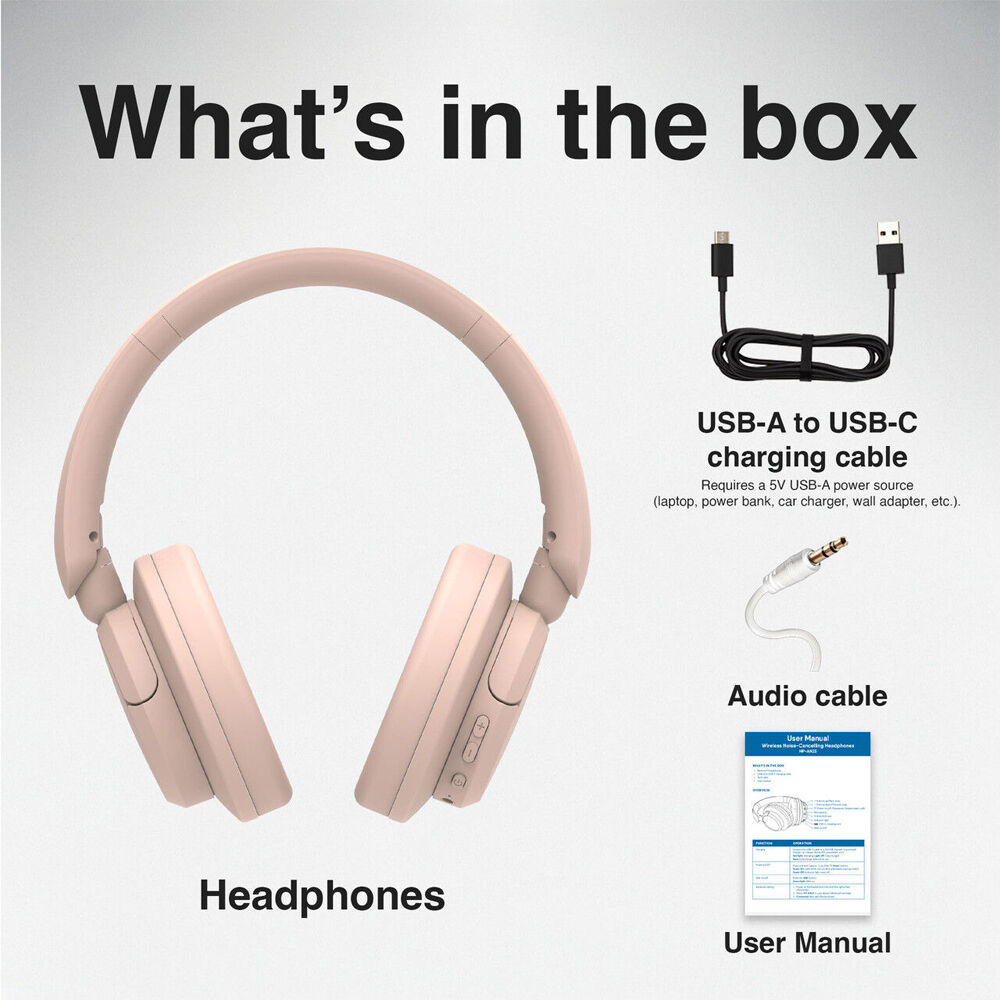 Laser Pink ANC Active Noise Cancellation Bluetooth Wireless Headphones — image 7