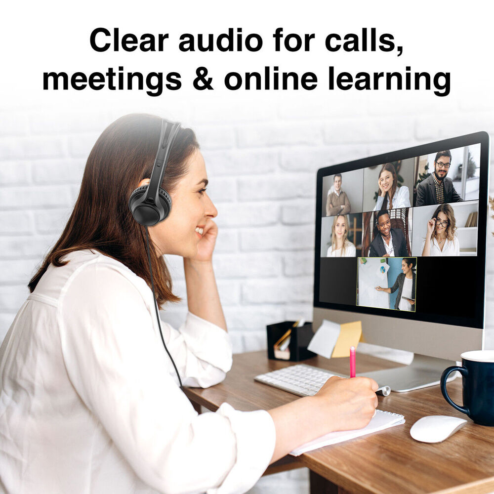 Laser Wired Conference Headset Inline Controls 3.5mm Built-in Microphone Black — image 5