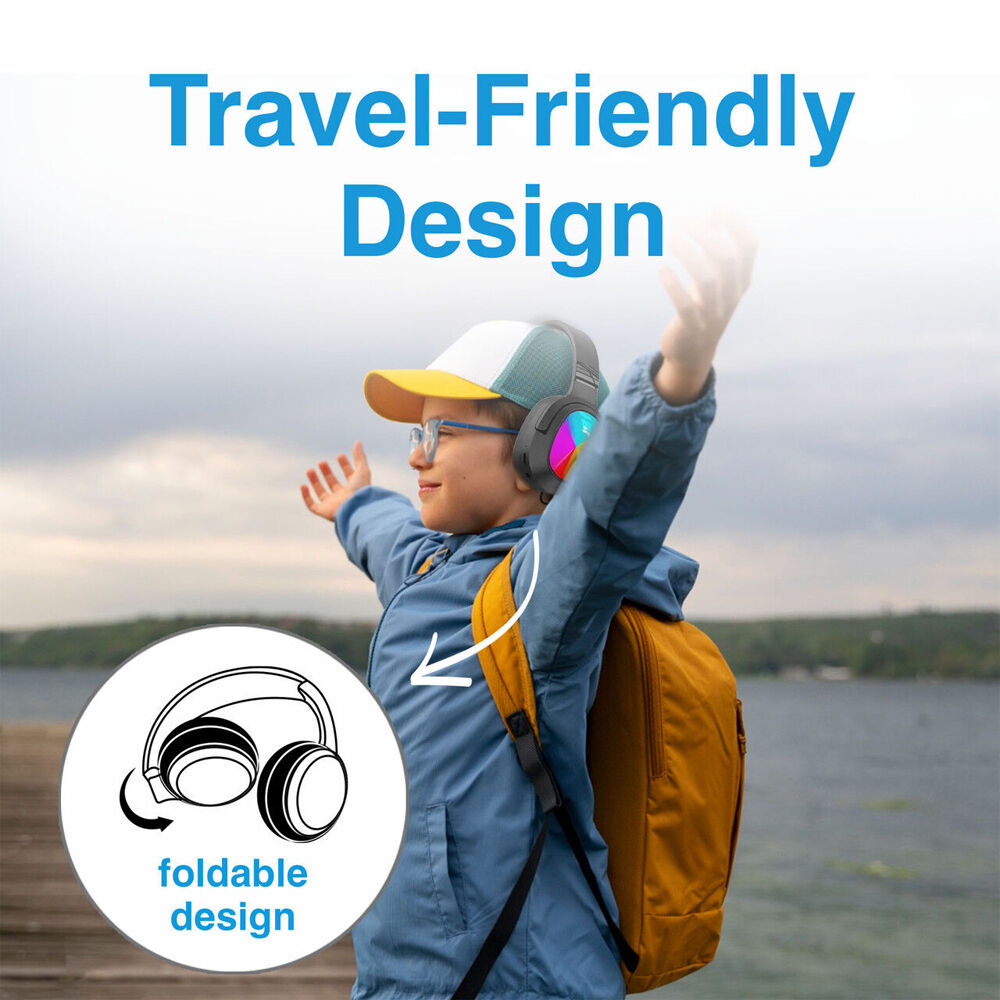 Laser Foldable Adjustable Kids RGB LED Bluetooth Wireless Headphones — image 5