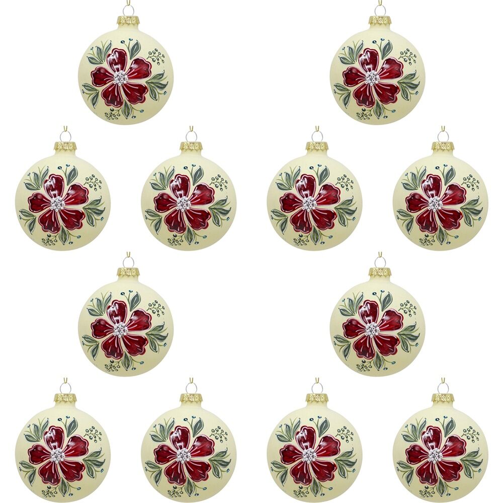 LVD Glass Bauble Bloom Home/Office/Table Xmas Ornament Hanging Decor 8cm (12 Pack)