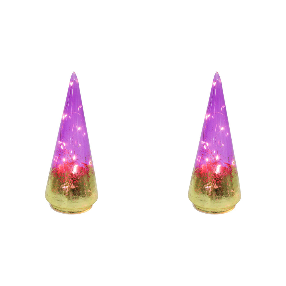 LVD LED Glass Tree Passion Small Home/Office Decor Display 8x22cm Purple (2 Pack)