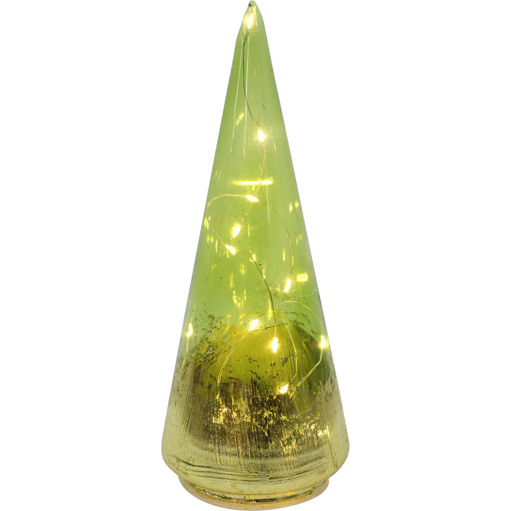 LVD LED Glass Florence Tree Small Home/Office Decor Display 8x22cm Green