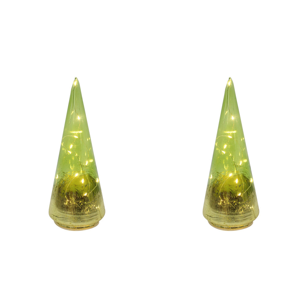 LVD LED Glass Florence Tree Small Home/Office Decor Display 8x22cm Green (2 Pack)