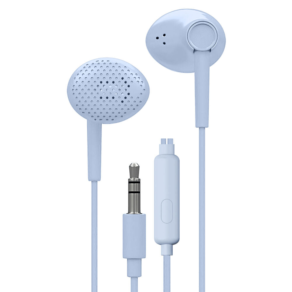 Liquid Ears Everyday 3.5mm Wired Bud Comfortable Earphones w/ Mic Blue