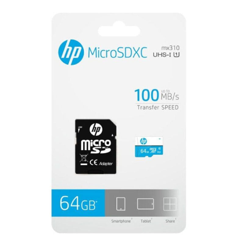 HP U1 MicroSDHC 64GB Micro SD Memory Card w/ Adapter f/Mobile Smartphones/Tablet