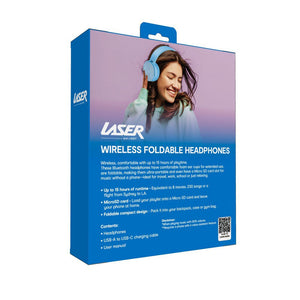 Laser Kids Bluetooth Wireless Headphones Adjustable Foldable On-Ear Headset