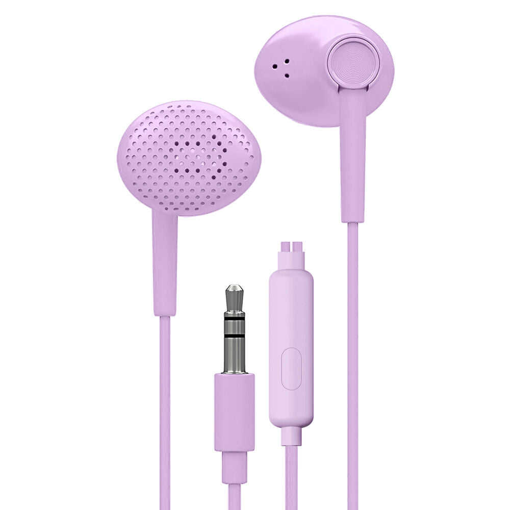 Liquid Ears Everyday 3.5mm Wired Bud Comfortable Earphones w/ Mic Lavender
