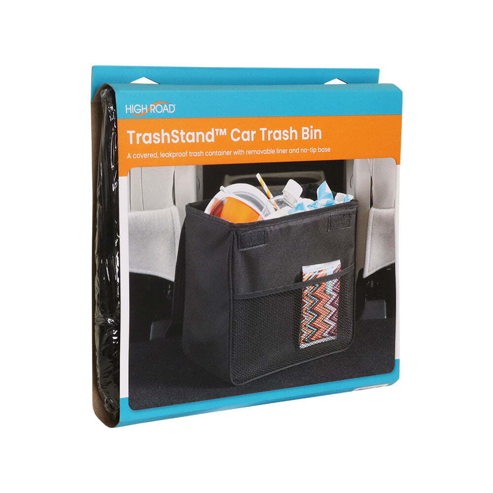 High Road Trash Stand Car Bin Basket Waste/Garbage Holder Storage w/ Liner Black — image 3