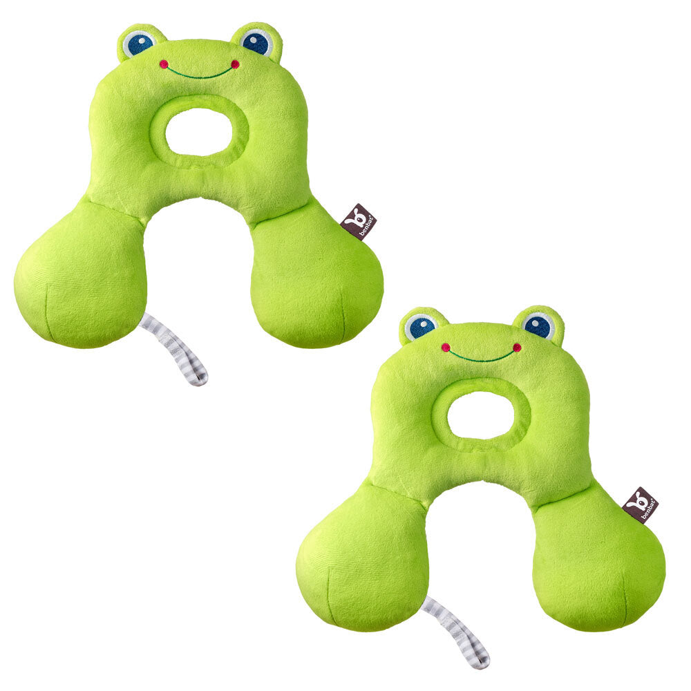 Benbat Total Support Car Seat Headrest Head/Neck Travel Baby Pillow Frog GRN (2 Pack)