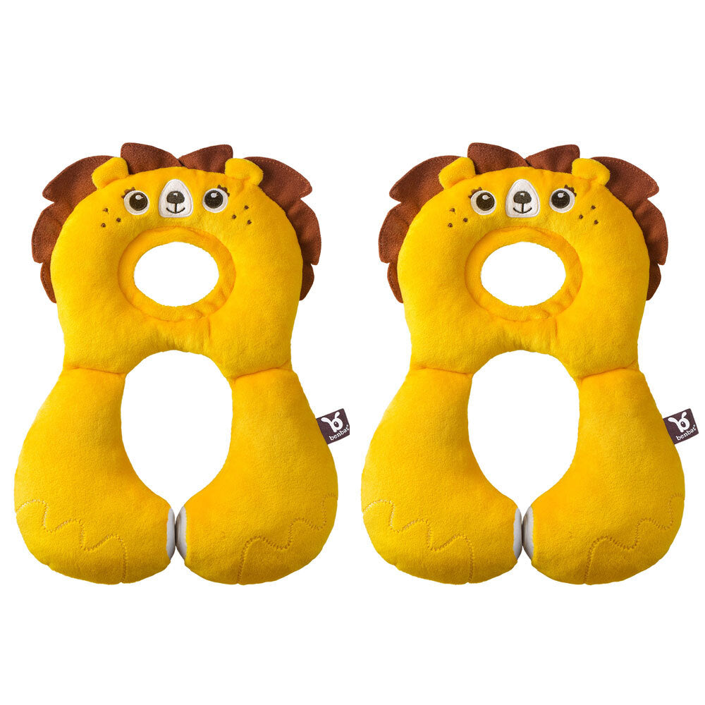 Benbat Total Support Headrest Head/Neck Rest Travel Baby 1-4y Car Pillow Lion (2 Pack)