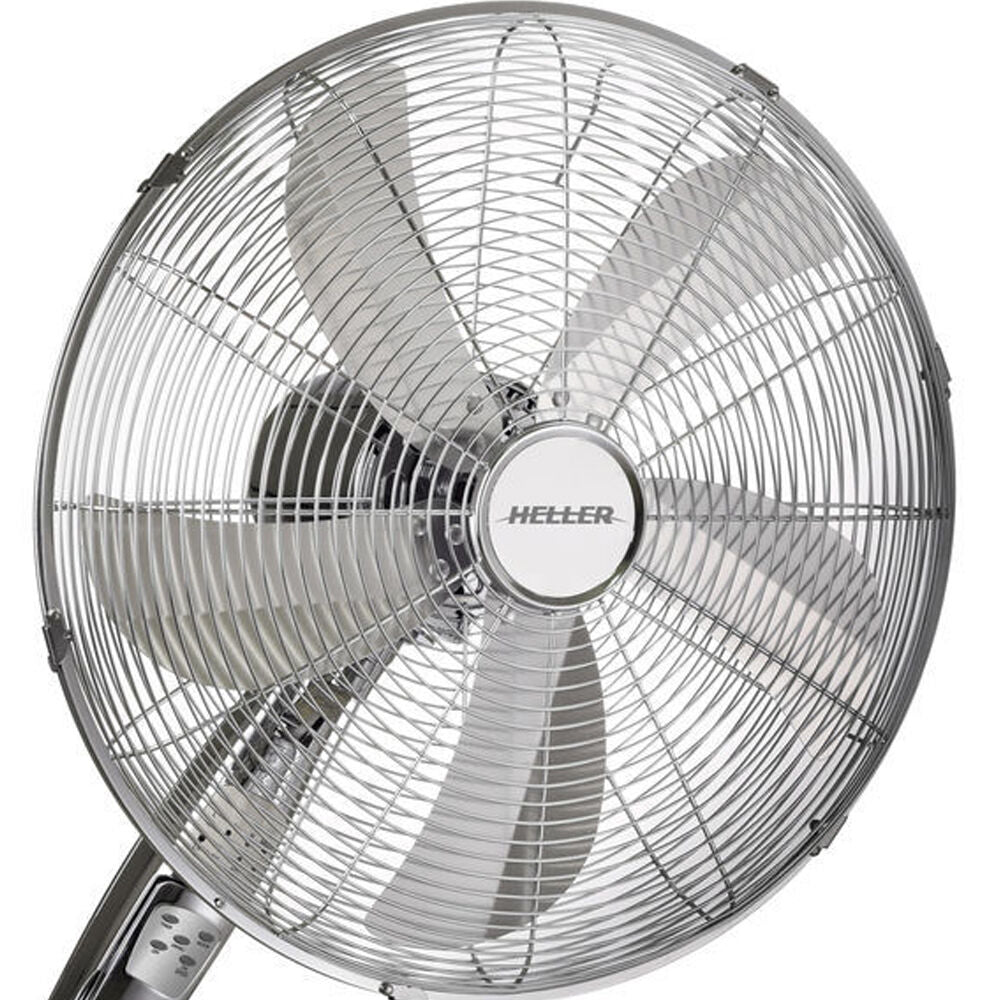 Heller 40cm Chrome Wall Mounted Fan 3 Speed Oscillating Tilt/Hanging w/ Remote — image 2