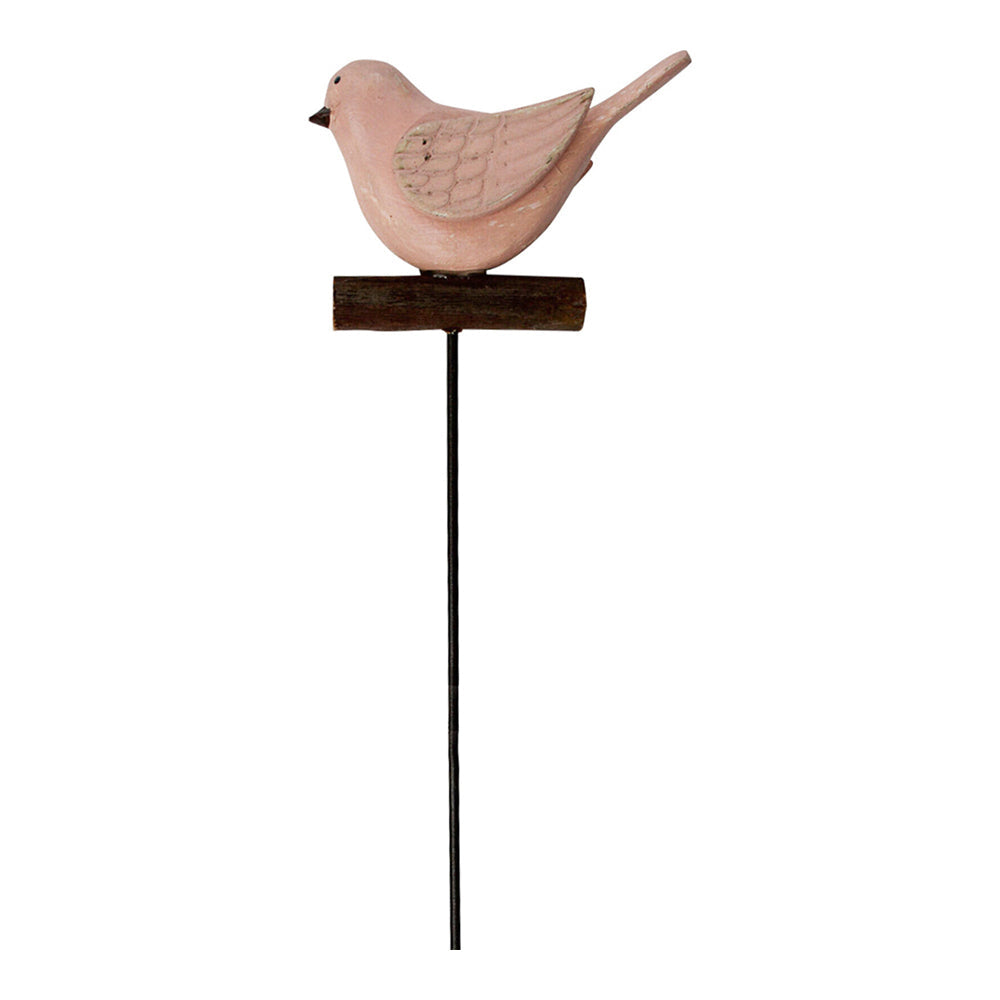 LVD Metal 39cm Pot Stake Decorative Ornament Bird Pink (2 Pack) — image 2