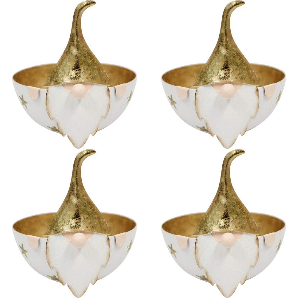 LVD Metal Santa Bowl Large Home/Living Room Christmas Display Decor 16x15cm (4 Pack)